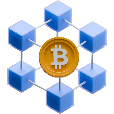 Bitcoin Blockchain  3D Icon