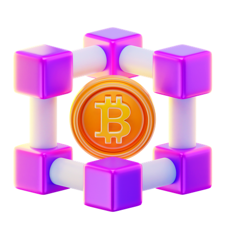 Bitcoin Blockchain  3D Icon