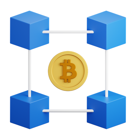 Bitcoin Blockchain  3D Illustration