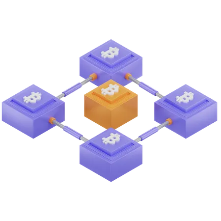 Blockchain de bitcoins  3D Icon