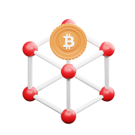 Bitcoin Blockchain Network 3D Illustration
