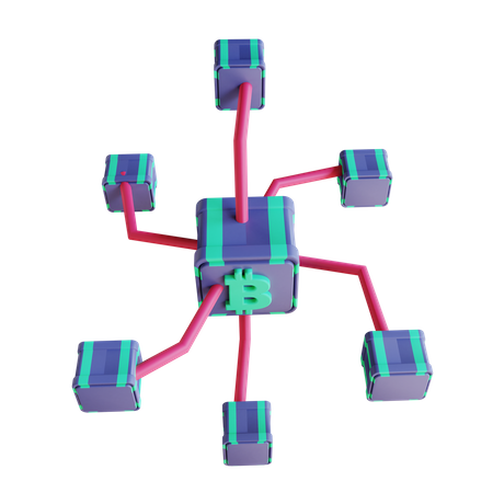 Bitcoin-Blockchain-Netzwerk  3D Icon