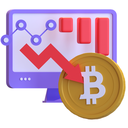 Bitcoin-Börsenabsturz  3D Illustration