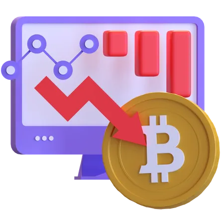 Bitcoin-Börsenabsturz  3D Illustration