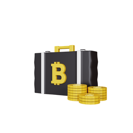 Bitcoin Briefcase  3D Illustration