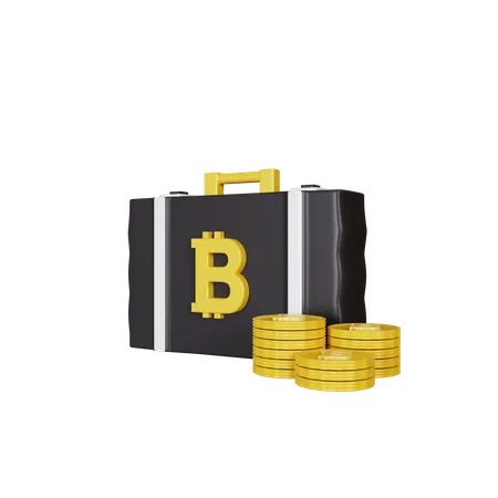 Bitcoin Briefcase  3D Illustration