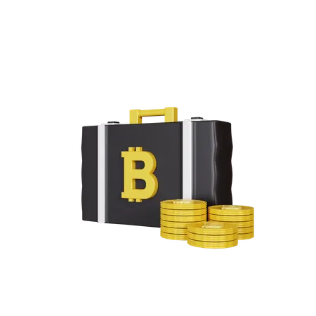 3 D Rendering Bitcoin Suitcase Illustration 3D Illustration