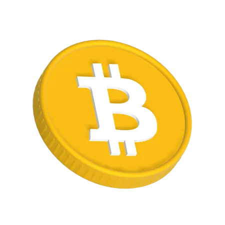 Bitcoin BTC Logotype Coin In Original Color Style 3D Icon