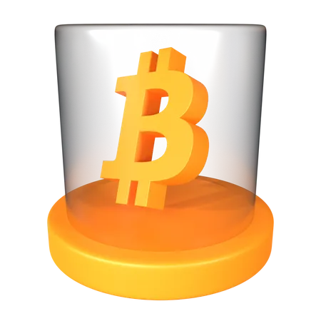 Bitcoin BTC Crypto Coin Im Glasbehalter 3D Illustration