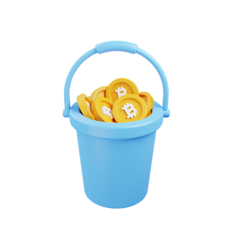 Bitcoin Bucket 3D Illustration