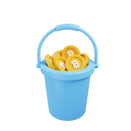 Bitcoin Bucket 3D Illustration