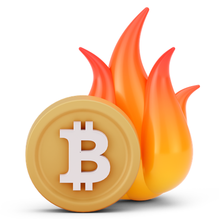 Bitcoin Burning  3D Icon