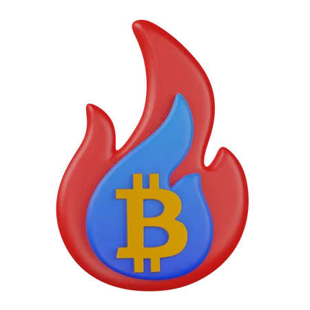 Bitcoin Burning  3D Icon