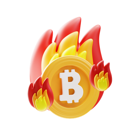 Bitcoin Burning  3D Icon