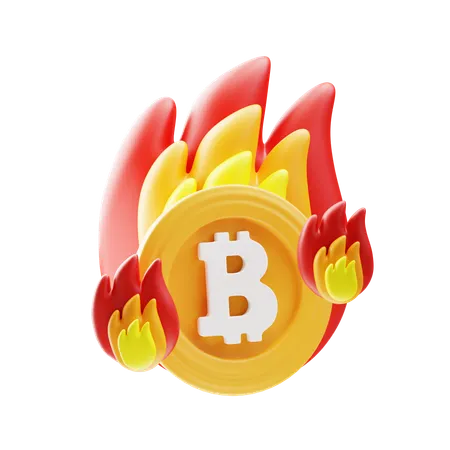 Bitcoin Burning  3D Icon