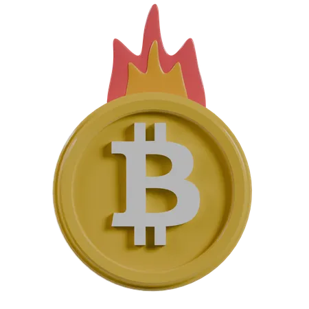 Bitcoin Burning  3D Icon