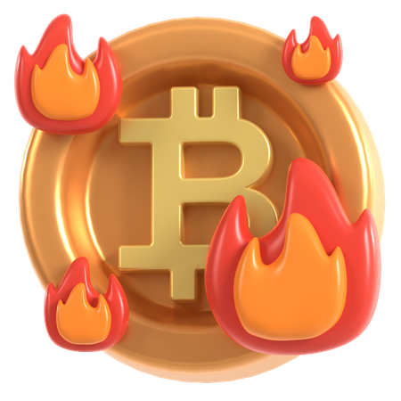 Bitcoin Burning  3D Icon