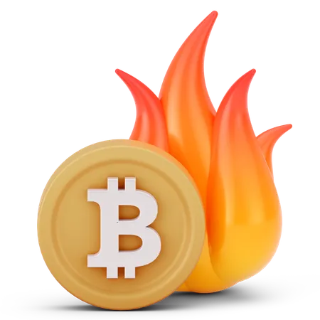 Bitcoin Burning  3D Icon