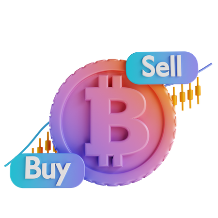 Bitcoin Buy And Sell 3D Illustration