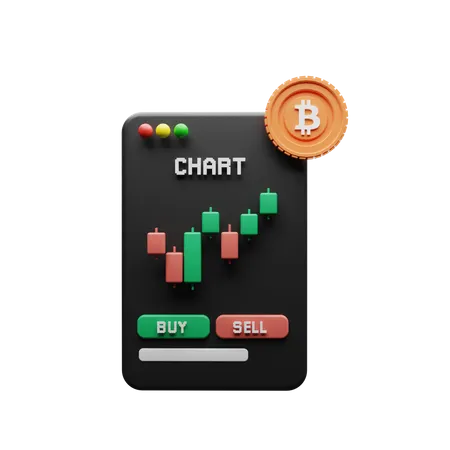 Bitcoin Buy and Sell Chart  3D Illustration