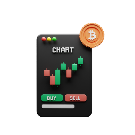 Bitcoin Buy and Sell Chart 3D Illustration
