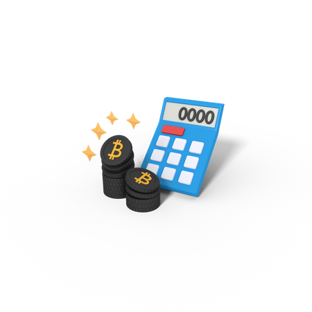Bitcoin Calculate On Calculator  3D Icon