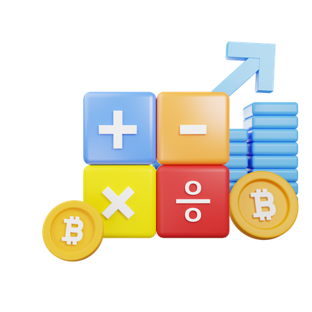 Bitcoin Calculation  3D Illustration