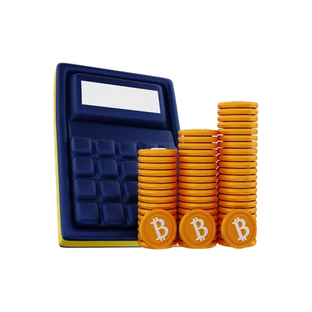Bitcoin calculator  3D Illustration