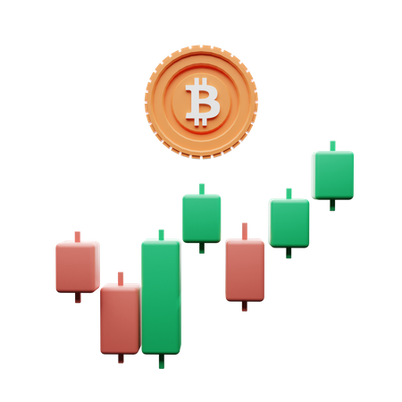 Bitcoin Candle Chart  3D Illustration