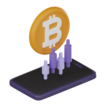 Bitcoin Coin Candlestick Chart Symbolizes Cryptocurrency Trading Investment Strategies Use In Presentations Marketing Materials Website Related Finance And Cryptocurrency 3 D Render Illustration 3D Icon