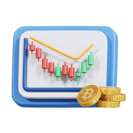 Bitcoin Candlestick  3D Icon