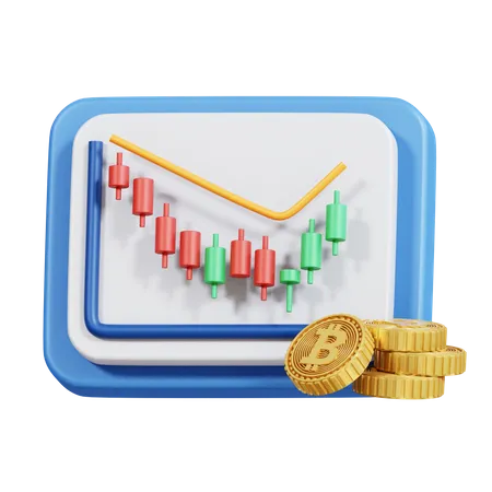 Bitcoin Candlestick  3D Icon