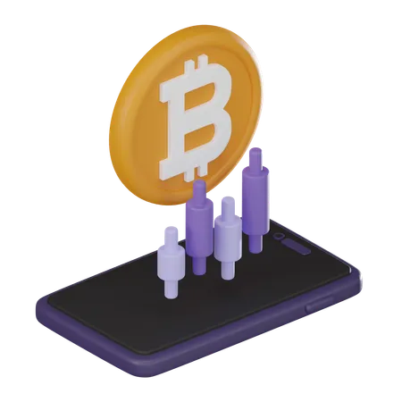 Bitcoin Candlestick  3D Icon