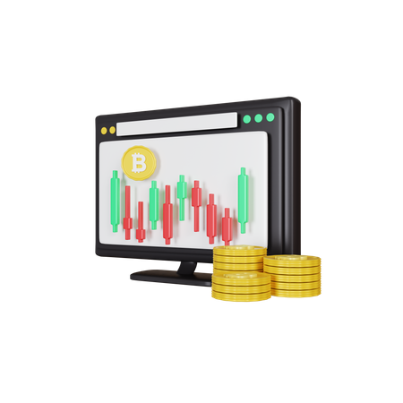 Bitcoin Candlestick Chart  3D Icon