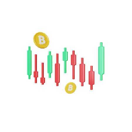 Bitcoin Candlestick Chart  3D Illustration