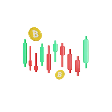 Bitcoin Candlestick Chart  3D Illustration