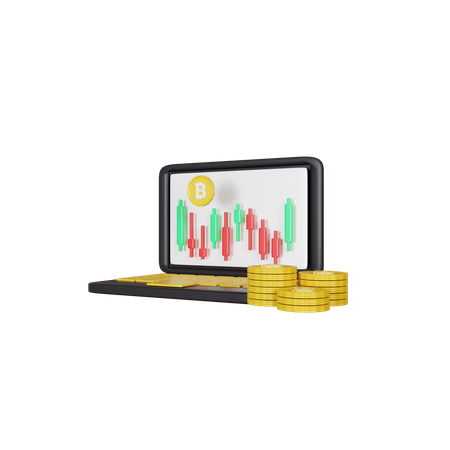 Bitcoin Candlestick Chart  3D Illustration