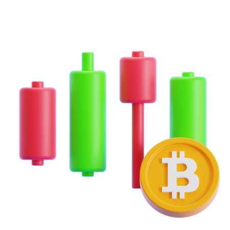 Bitcoin-Candlestick-Diagramm  3D Icon