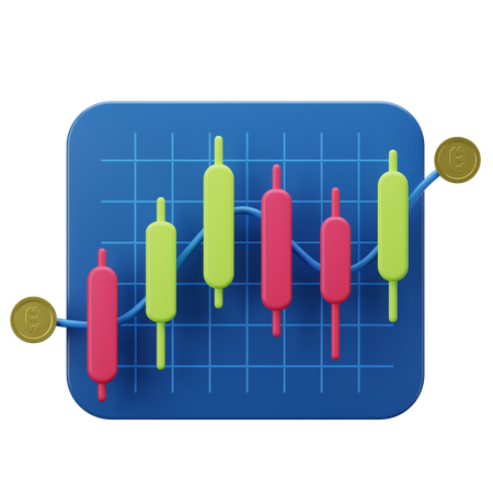 Bitcoin-Candlestick-Diagramm  3D Illustration