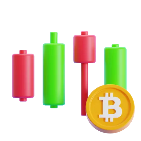 Bitcoin-Candlestick-Diagramm  3D Icon