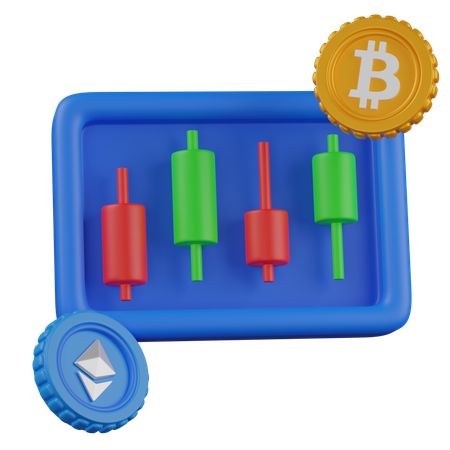 Bitcoin Candlestick Graph  3D Icon