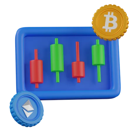 Bitcoin Candlestick Graph  3D Icon