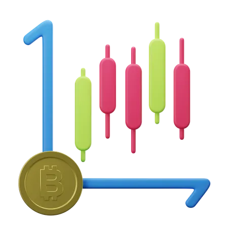 Bitcoin Candlestick graph  3D Illustration