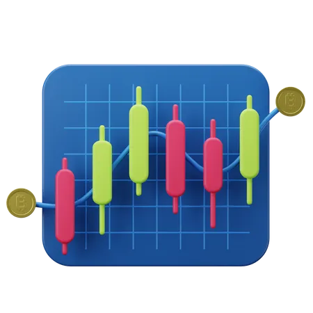 Bitcoin Candlestick graph  3D Illustration