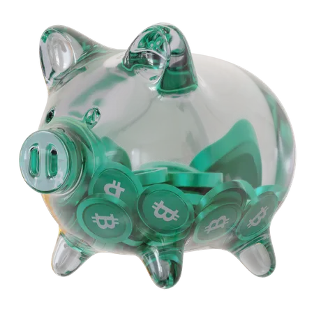 Bitcoin Cash (BCH) Clear Glass Piggy Bank  3D Icon