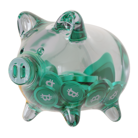 Bitcoin Cash (BCH) Clear Glass Piggy Bank  3D Icon