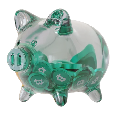 Bitcoin Cash (BCH) Clear Glass Piggy Bank 3D Icon