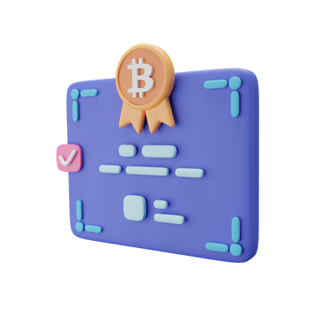 Bitcoin Certificate 3D Illustration