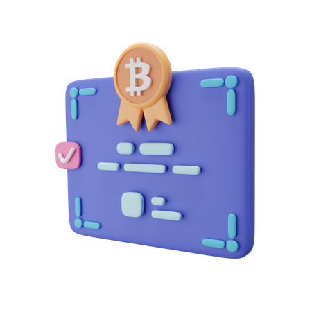 Bitcoin Certificate  3D Icon