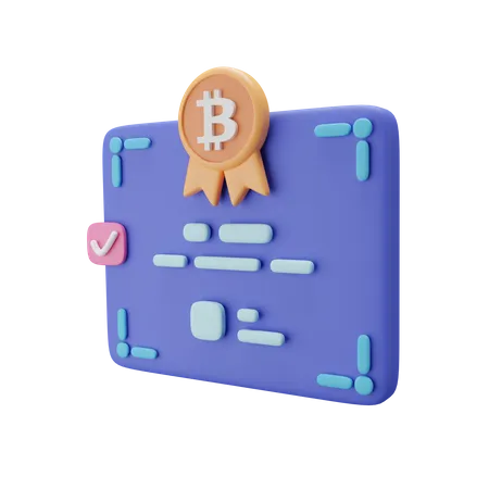 Bitcoin Certificate  3D Icon